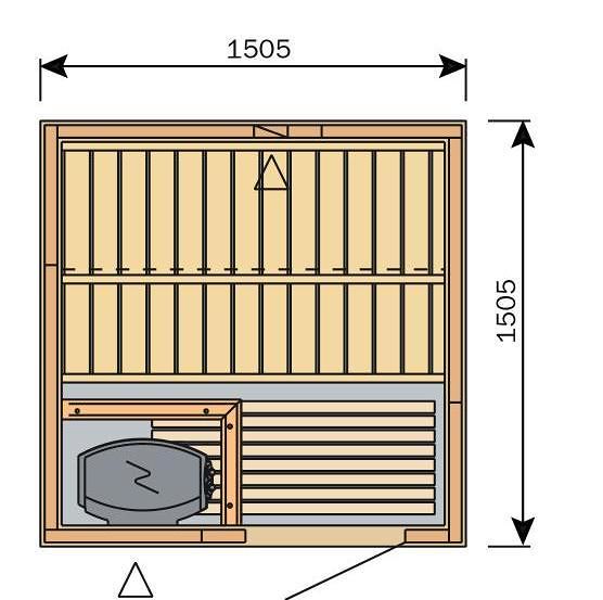 Set-up of medium-small Variant sauna in a private home