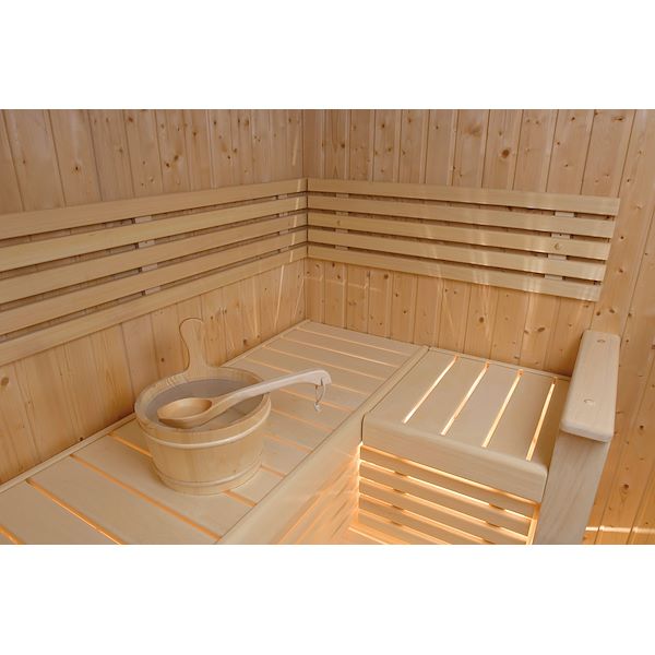 Lampada sauna e schermatura angolare sottopanca