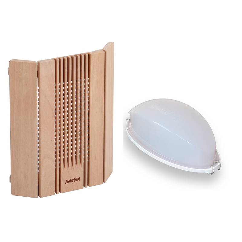 Lampada sauna e schermatura angolare a parete