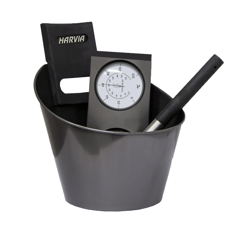 Set accessori sauna in acciaio nero (brunito)
