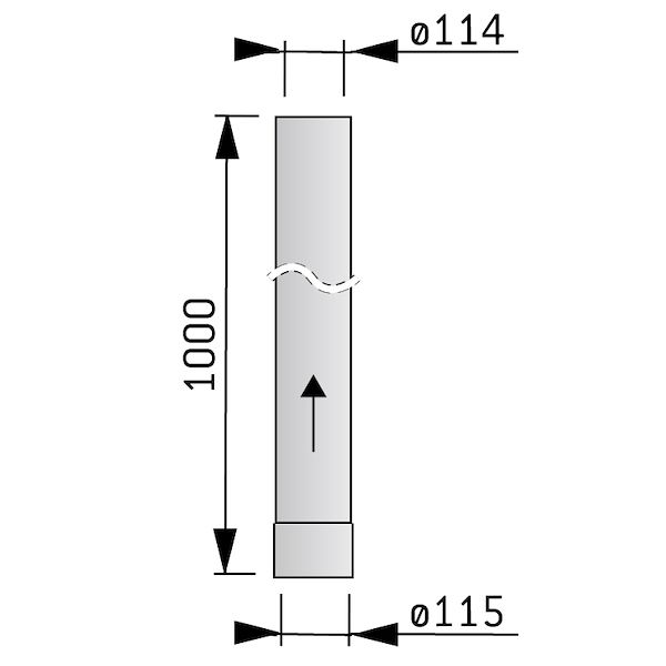 HARVIA SMOKE PIPE 1000 MM - STAINLESS STEEL