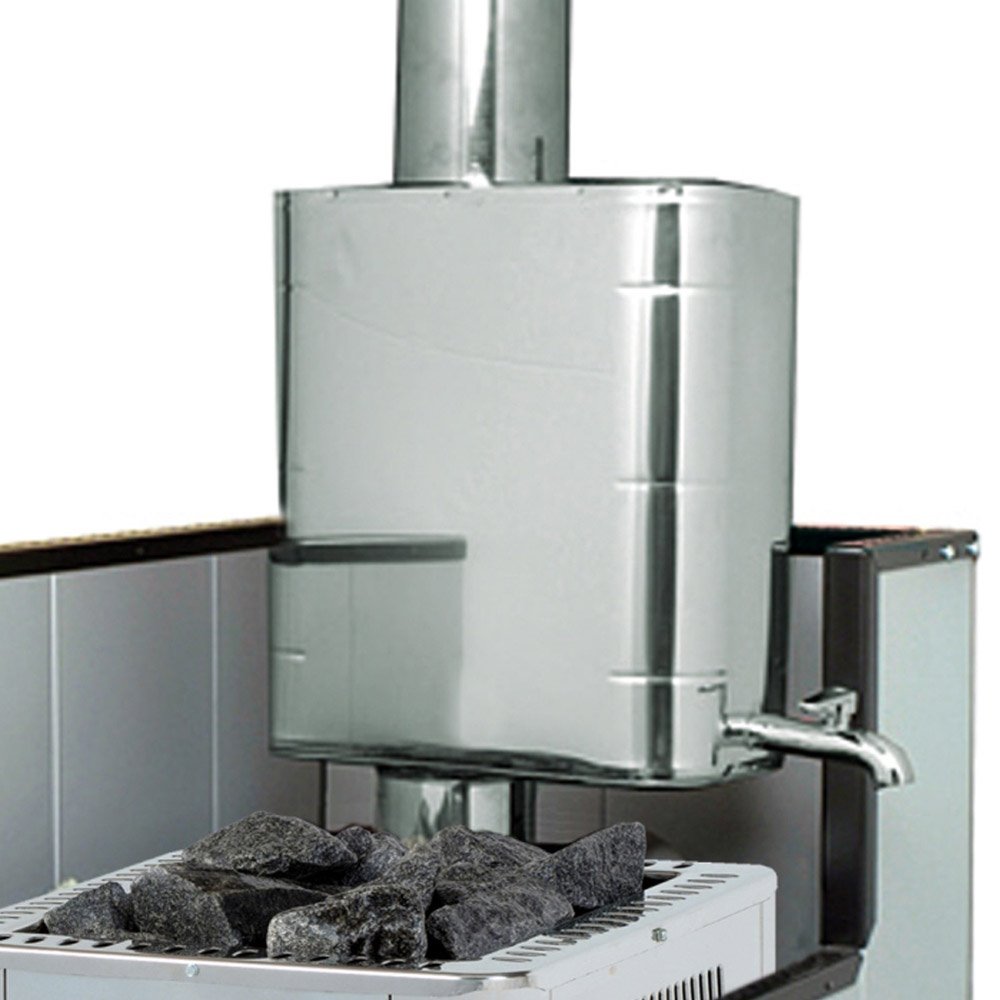 Boiler per stufa a legna - capacità 22 L. - in acciaio inox completo di  tappo e rubinetto cromato
