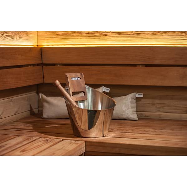 Set accessori sauna in acciaio inox lucido